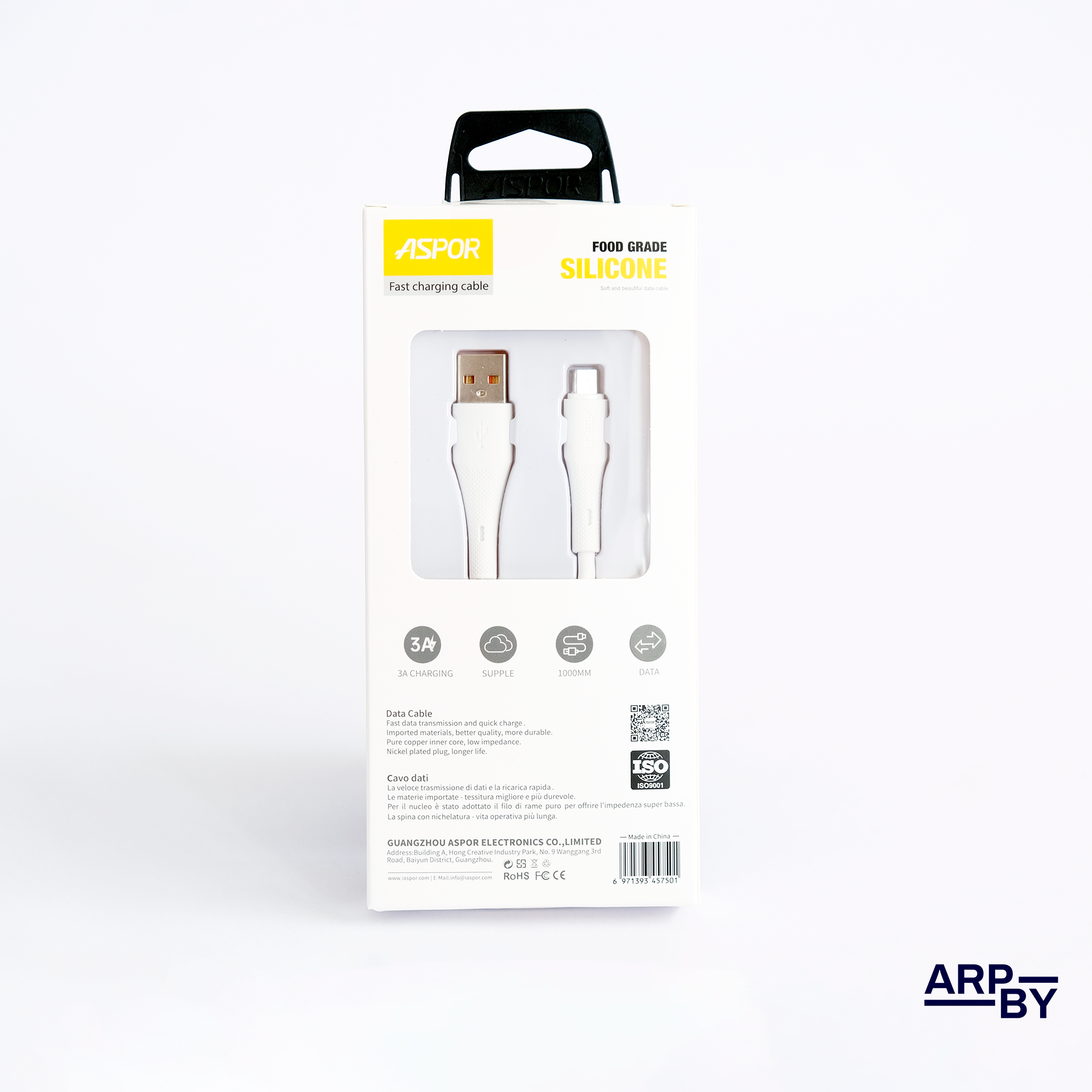 Cabo carreg. rapido 3A AC28 USB-A p Micro Usb  Branco