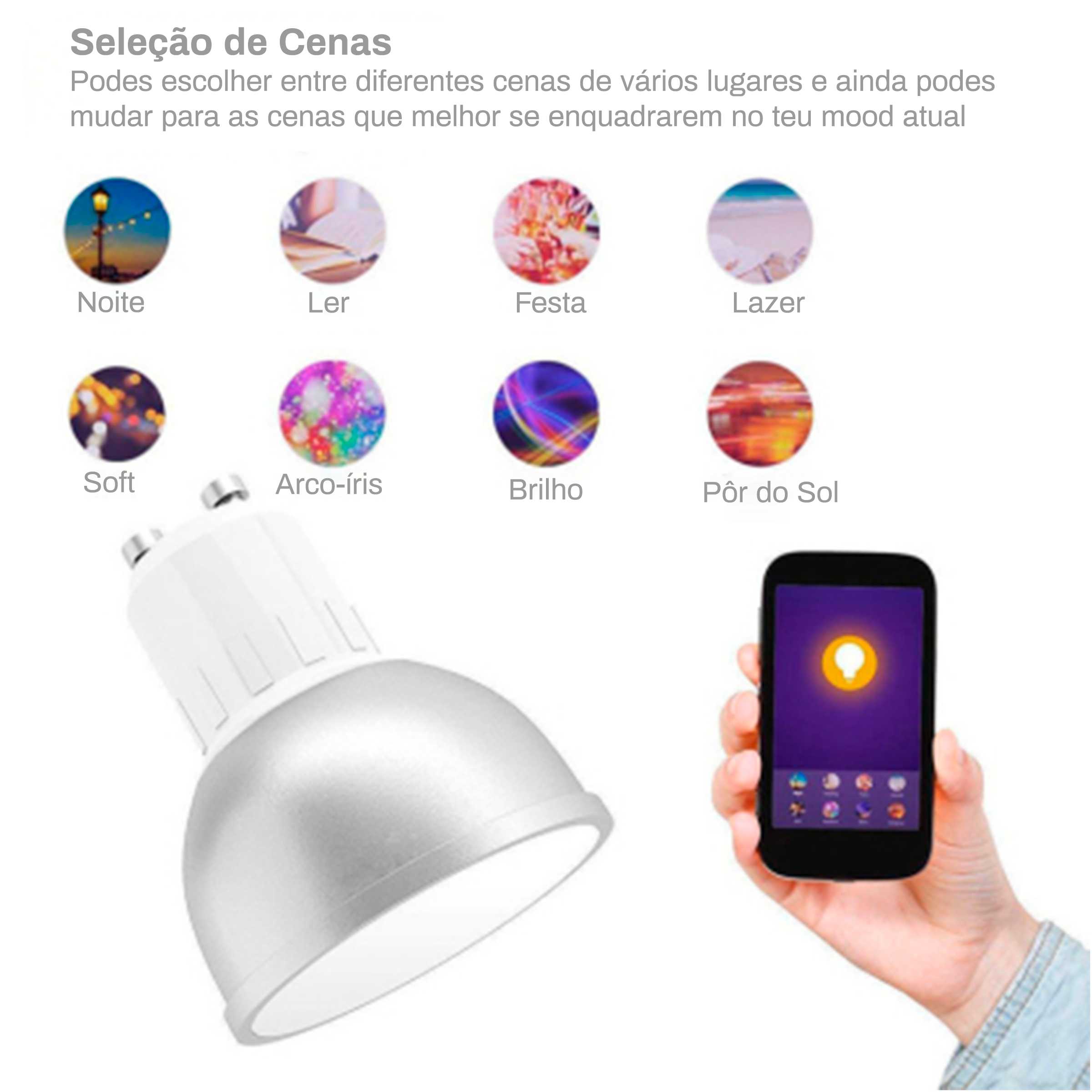 Lâmpada Inteligente Wifi GU10 RGBW 5W