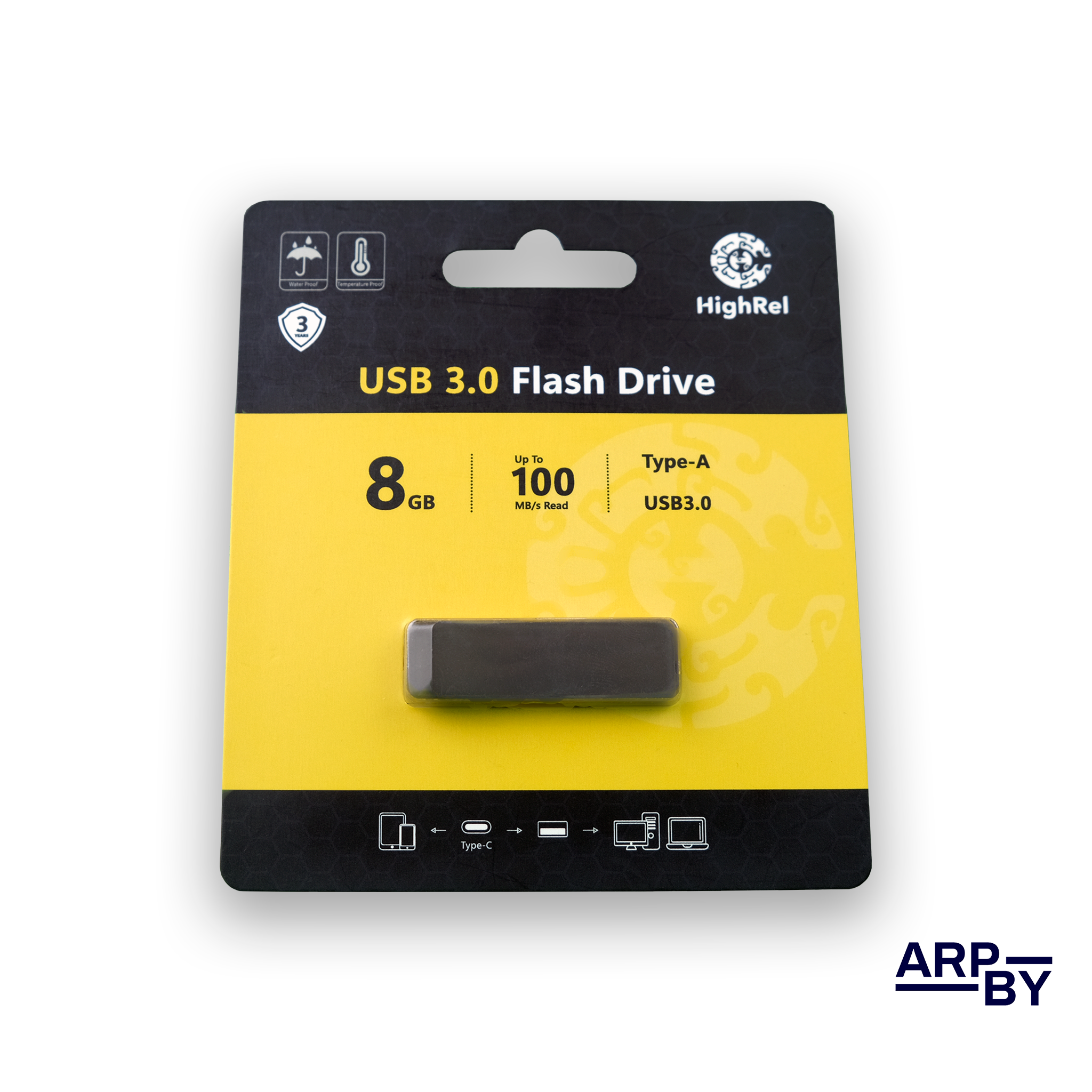 Pen Drive HighRel 8 GB USB-A 3.0 Preto