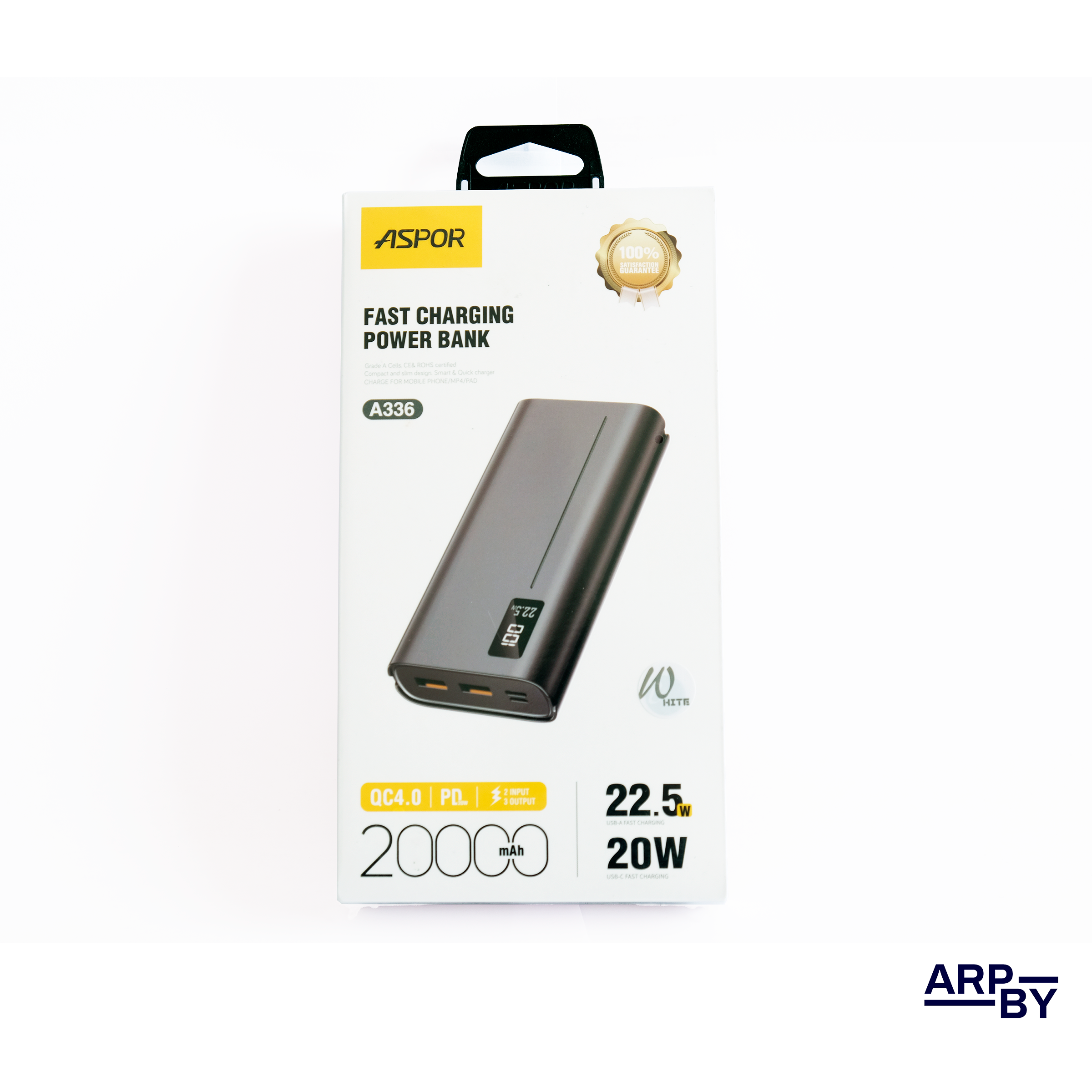 20000mah Carreg. Rápido Power Bank A336 Preto